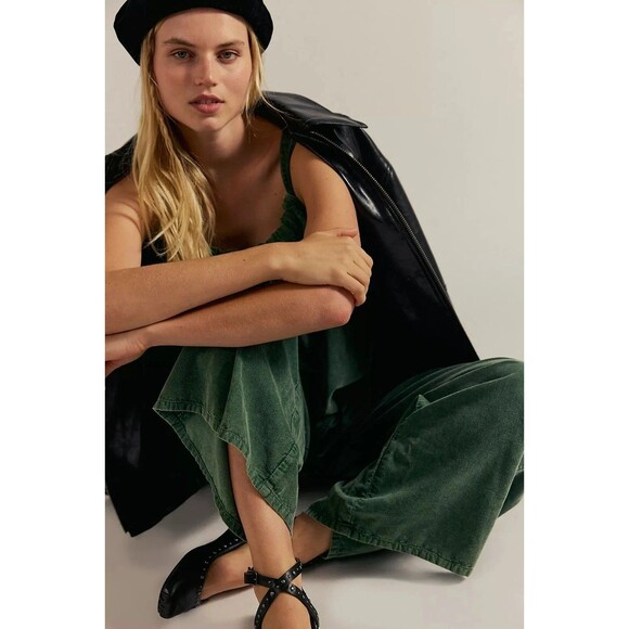 Free People We The Free Freebird Cord Jumpsuit Wide Leg Cotton Cozy M New 284569 - Picture 2 of 8